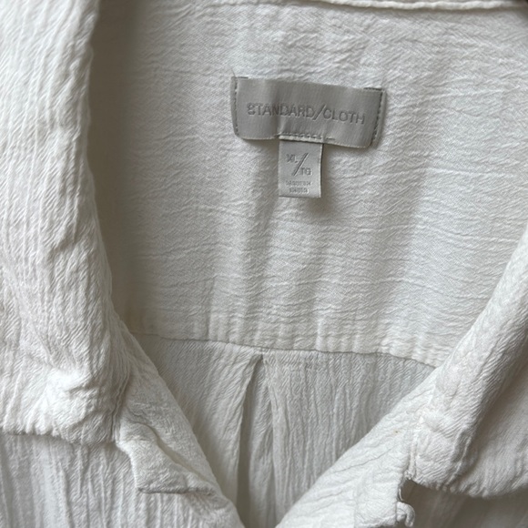 Standard Cloth White Casual Button Down Shirt with Textured Fabric - Picture 2 of 14